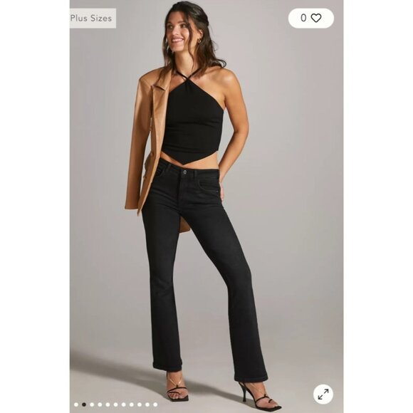 NEW Anthropologie Pilcro Demilune Cargo Bootcut Black Mid-Rise Denim Jeans 24 - Picture 1 of 16